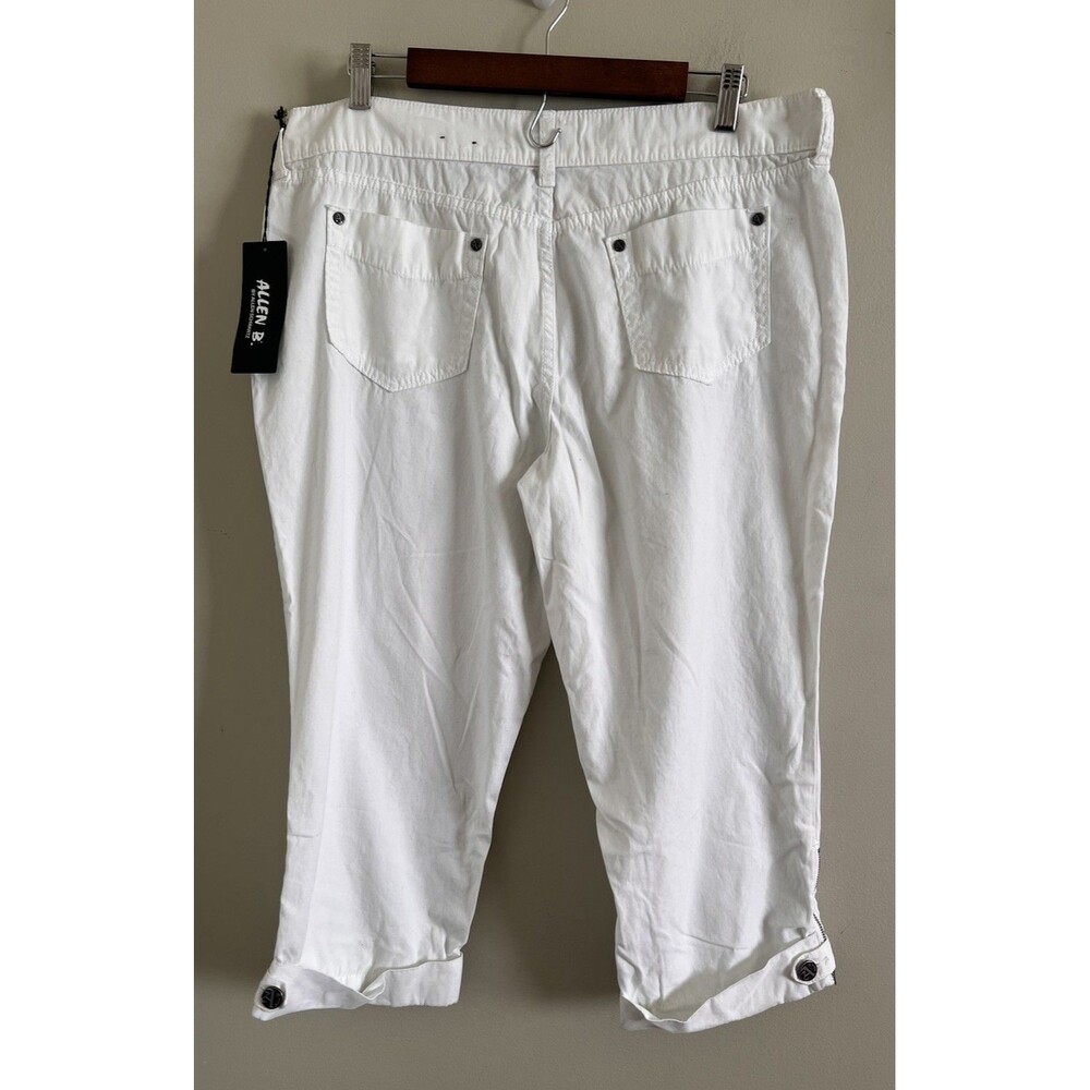NWT Allen B by Allen Schwartz White Cropped Pants Women Size 14 100% Cotton - Picture 4 of 7